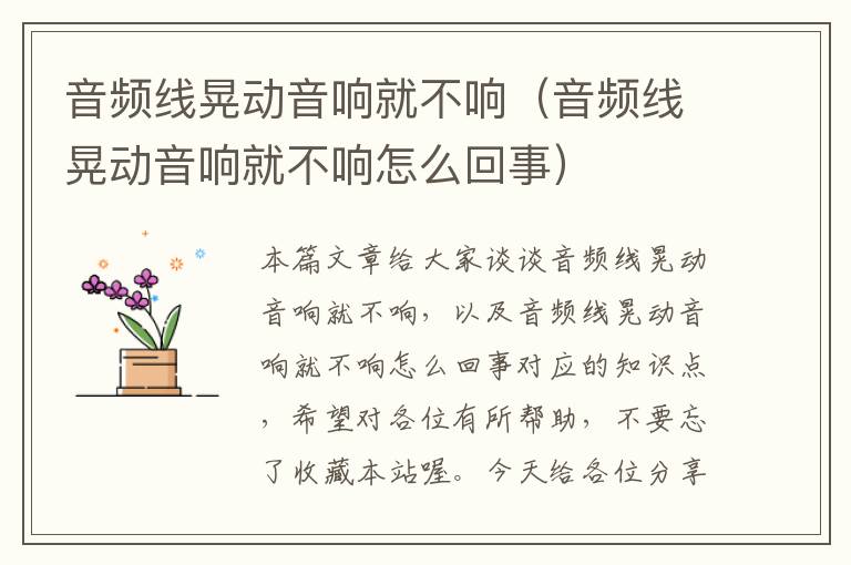 音频线晃动音响就不响(音频线晃动音响就不响怎么回事)