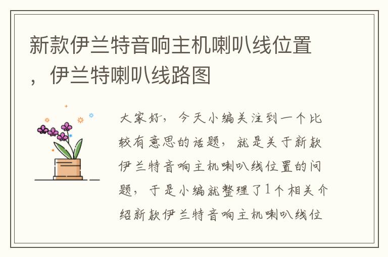 新款伊兰特音响主机喇叭线位置,伊兰特喇叭线路图