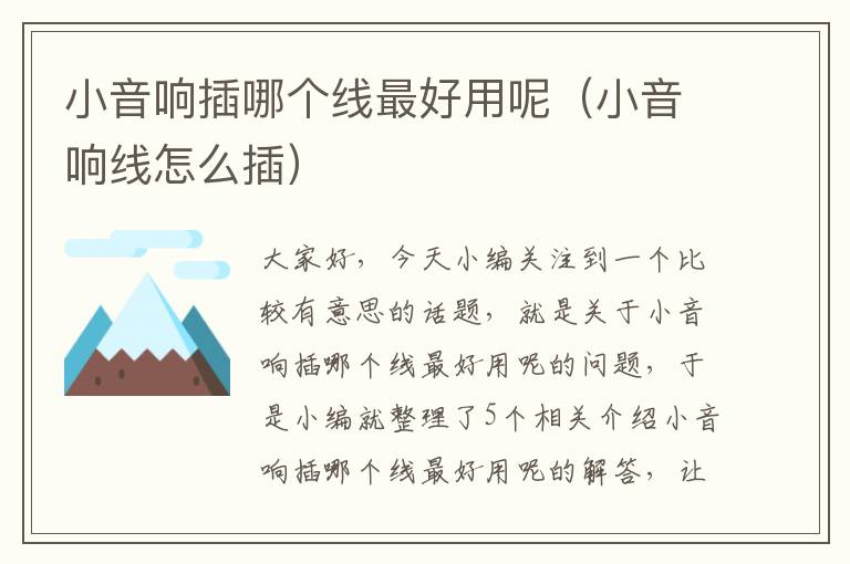 小音响插哪个线最好用呢(小音响线怎么插)