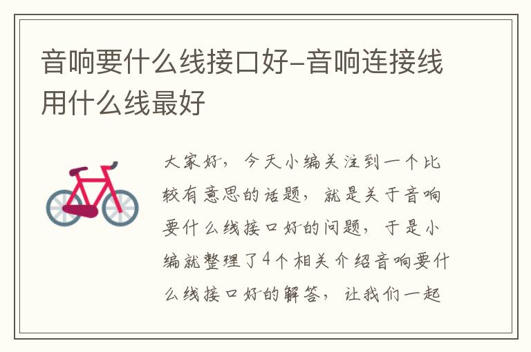 音响要什么线接口好-音响连接线用什么线最好