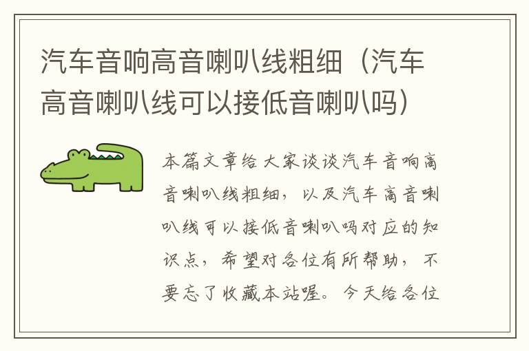 汽车音响高音喇叭线粗细(汽车高音喇叭线可以接低音喇叭吗)