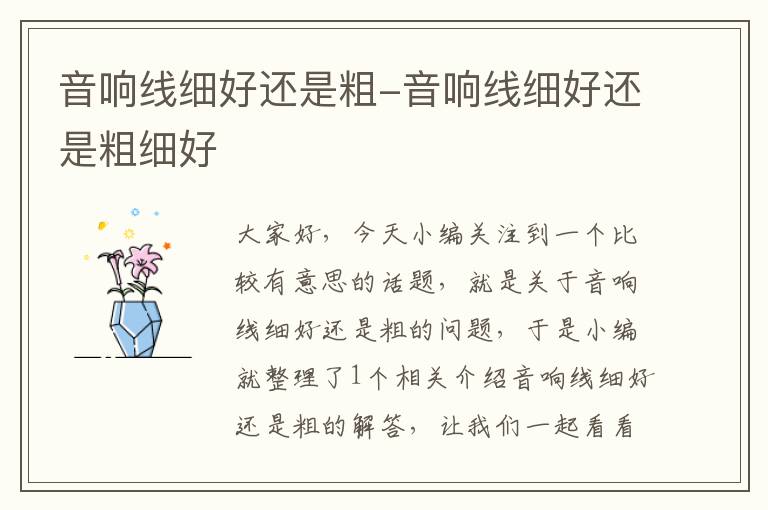 音响线细好还是粗-音响线细好还是粗细好