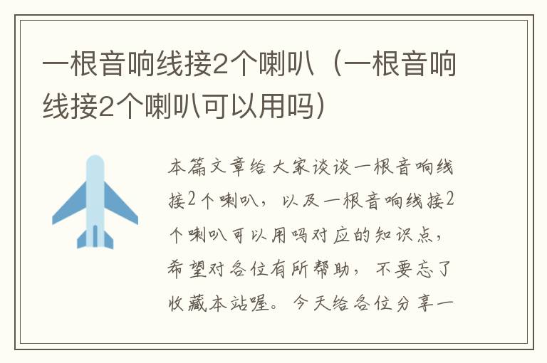 一根音响线接2个喇叭(一根音响线接2个喇叭可以用吗)