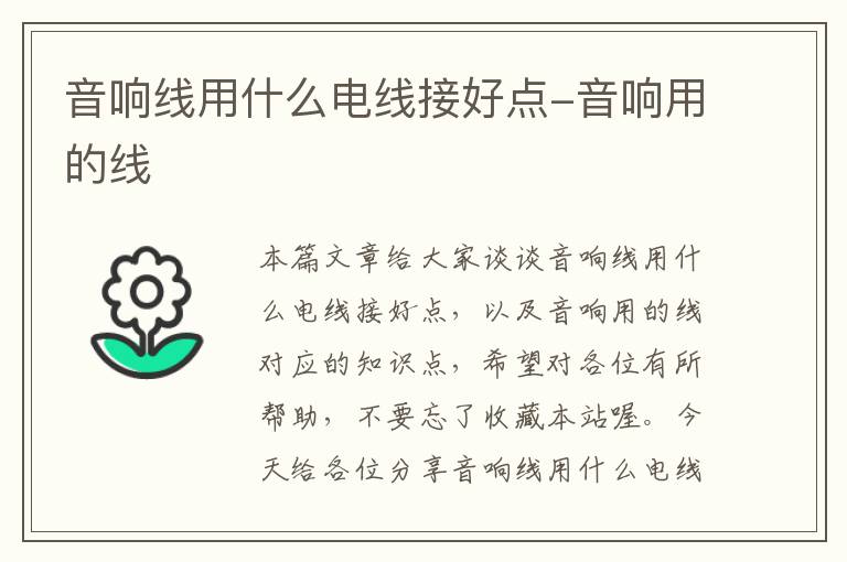 音响线用什么电线接好点-音响用的线