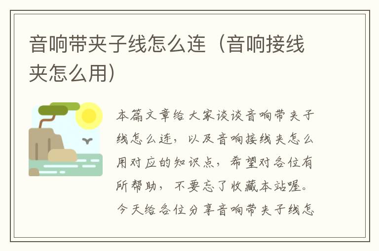 音响带夹子线怎么连(音响接线夹怎么用)