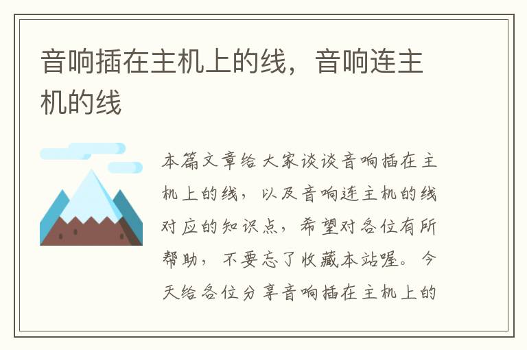 音响插在主机上的线,音响连主机的线