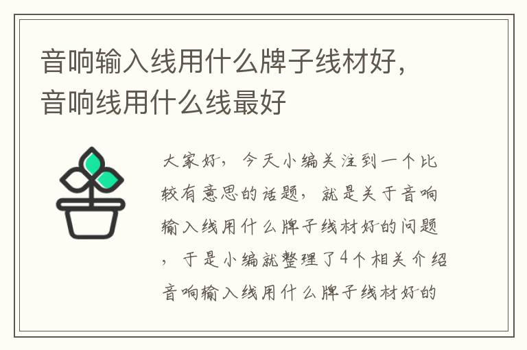 音响输入线用什么牌子线材好,音响线用什么线最好