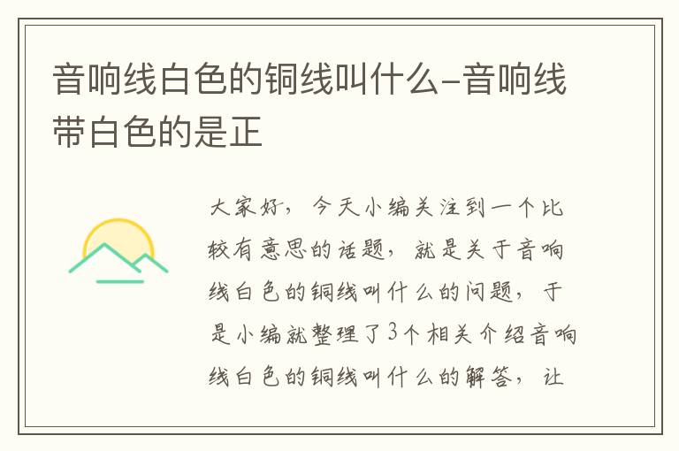 音响线白色的铜线叫什么-音响线带白色的是正