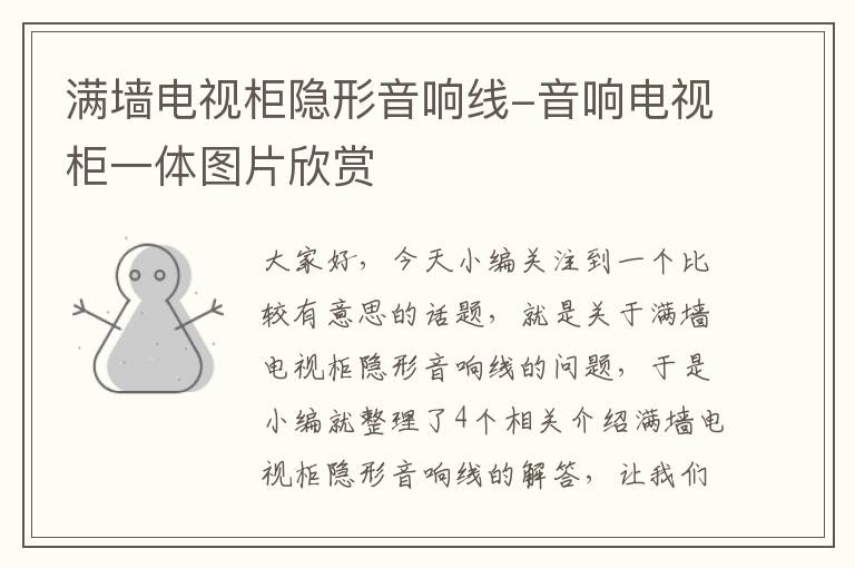 满墙电视柜隐形音响线-音响电视柜一体图片欣赏
