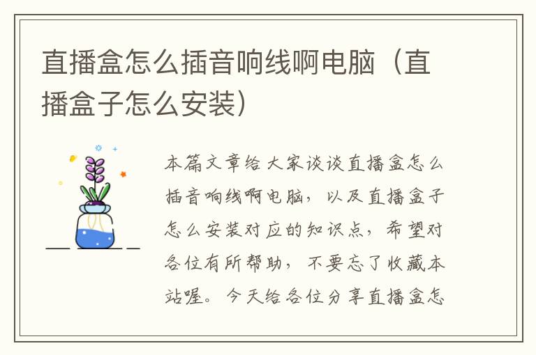 直播盒怎么插音响线啊电脑(直播盒子怎么安装)