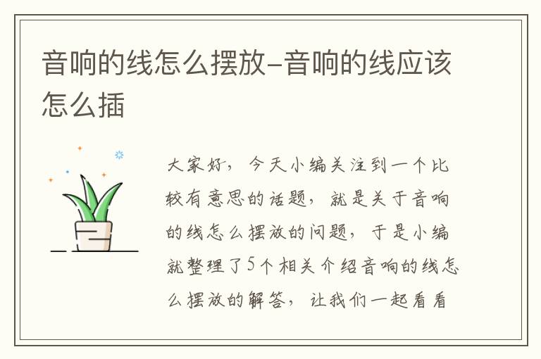 音响的线怎么摆放-音响的线应该怎么插