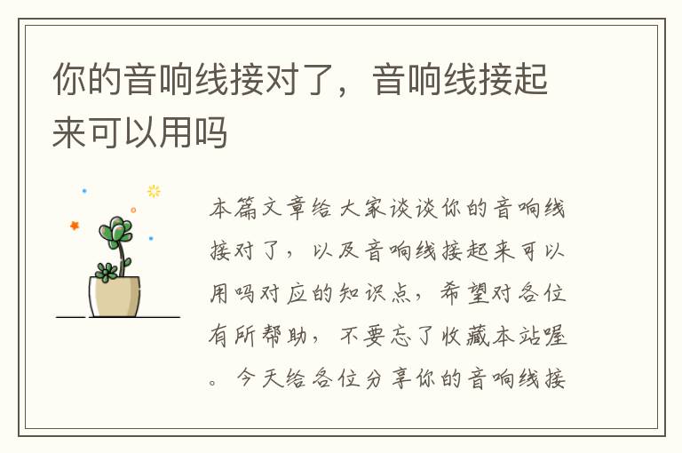 你的音响线接对了,音响线接起来可以用吗