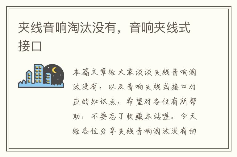 夹线音响淘汰没有,音响夹线式接口