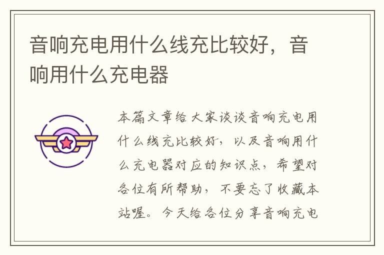 音响充电用什么线充比较好,音响用什么充电器