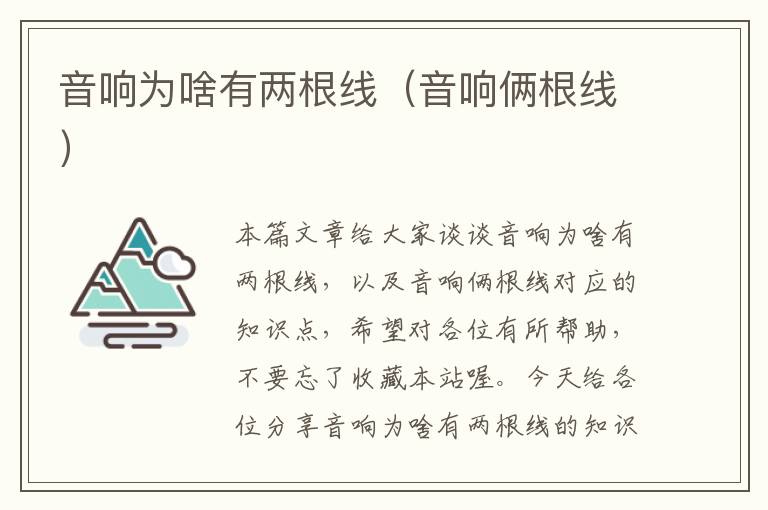 音响为啥有两根线(音响俩根线)