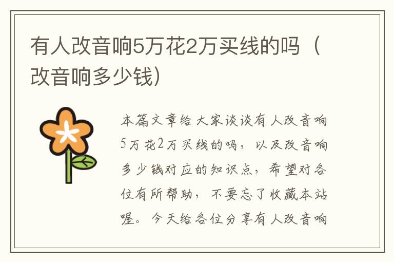 有人改音响5万花2万买线的吗(改音响多少钱)