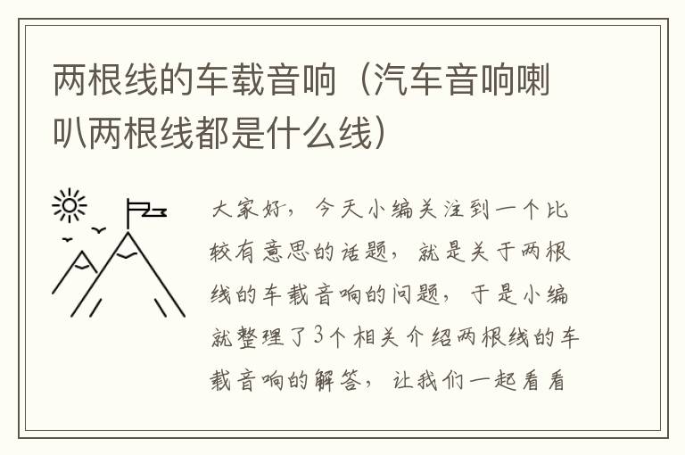 两根线的车载音响(汽车音响喇叭两根线都是什么线)
