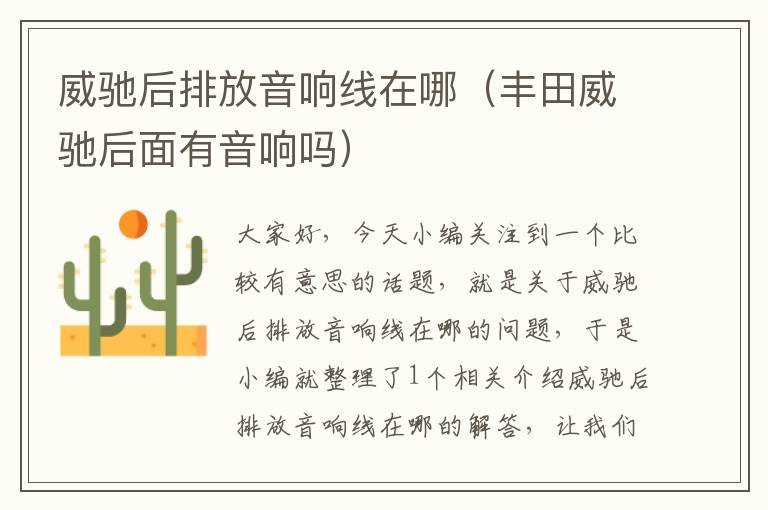 威驰后排放音响线在哪(丰田威驰后面有音响吗)
