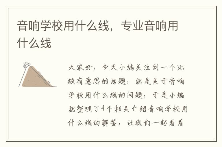 音响学校用什么线,专业音响用什么线