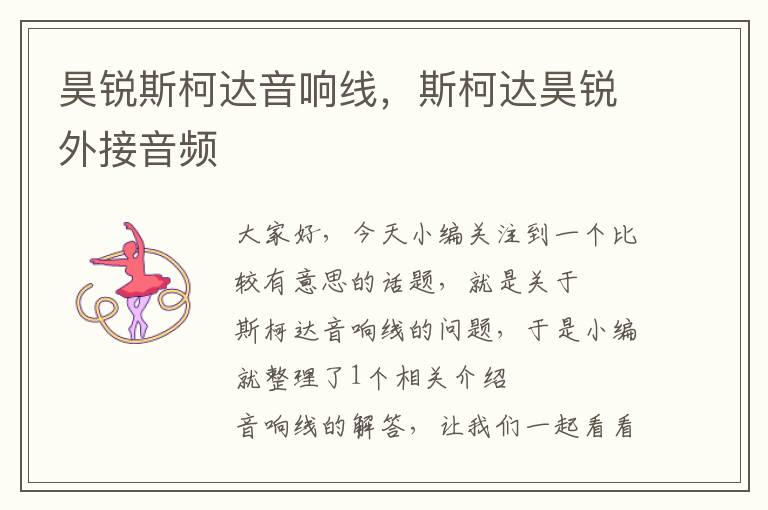 昊锐斯柯达音响线,斯柯达昊锐外接音频