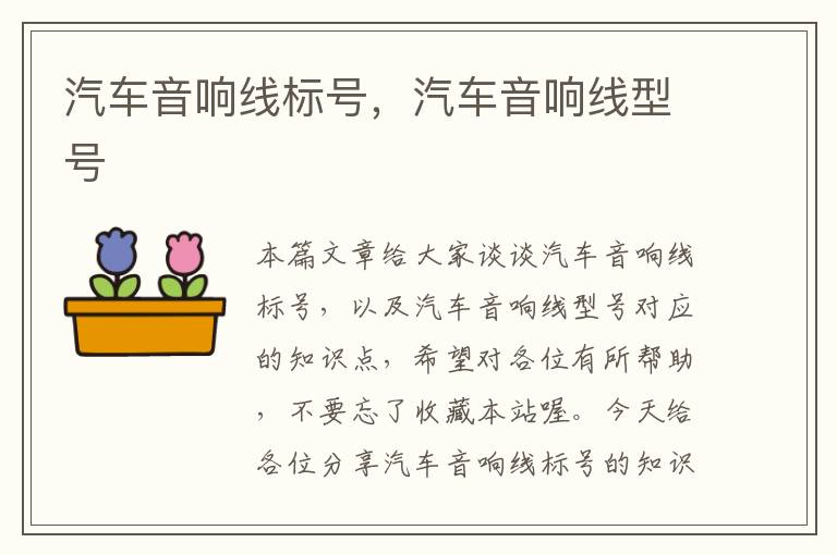 汽车音响线标号,汽车音响线型号
