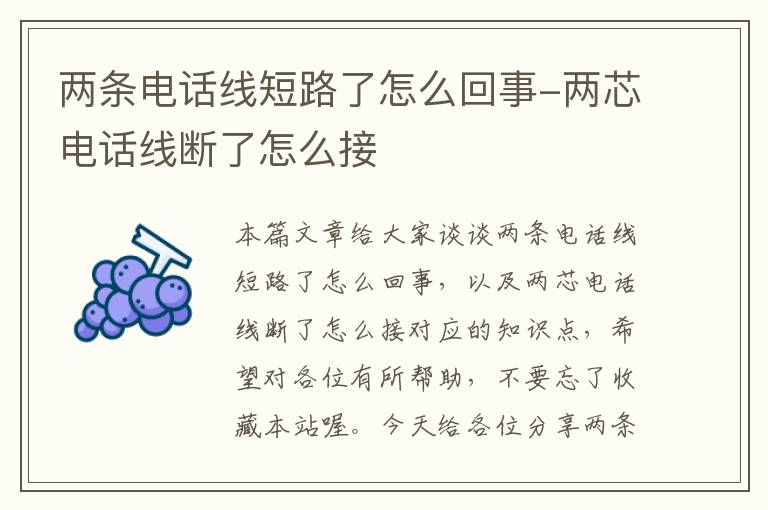 两条电话线短路了怎么回事-两芯电话线断了怎么接