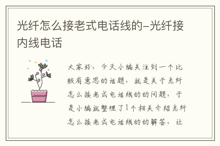 光纤怎么接老式电话线的-光纤接内线电话