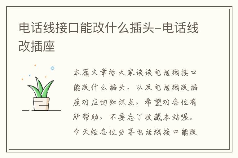 电话线接口能改什么插头-电话线改插座