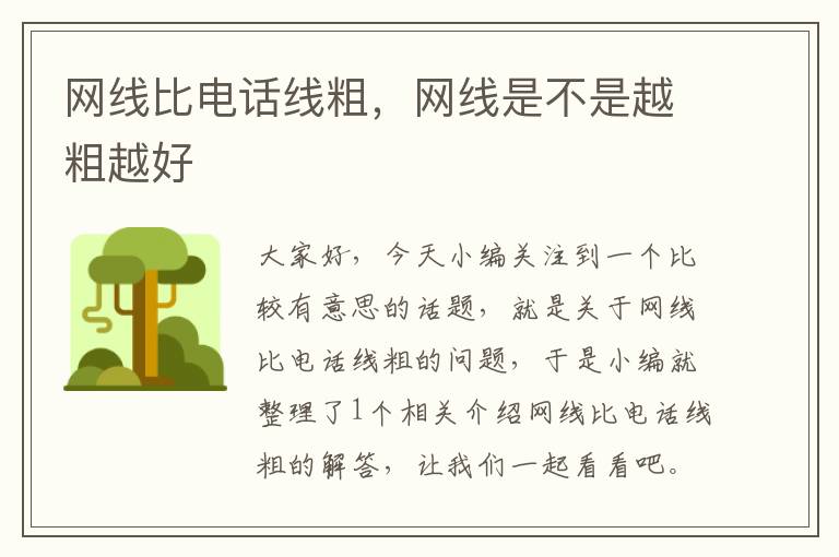 网线比电话线粗,网线是不是越粗越好