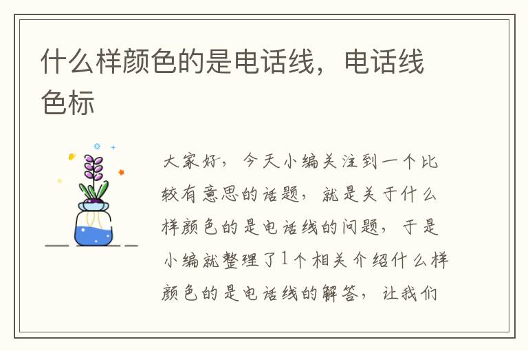 什么样颜色的是电话线,电话线色标