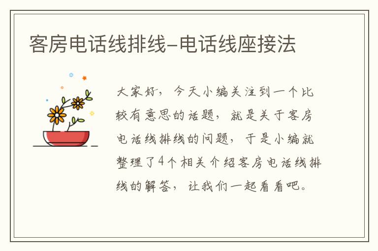 客房电话线排线-电话线座接法