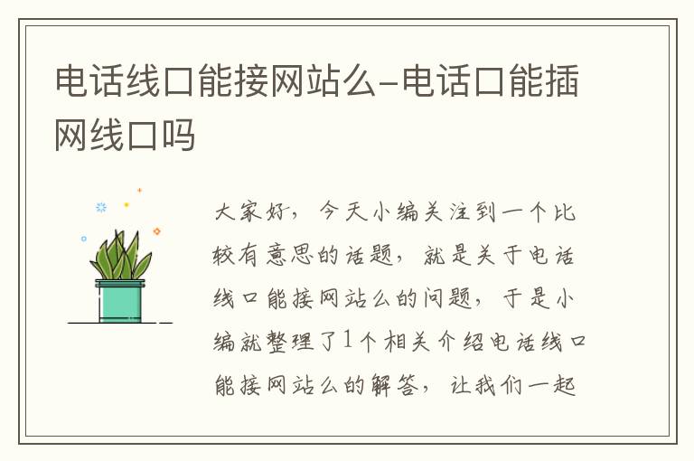 电话线口能接网站么-电话口能插网线口吗