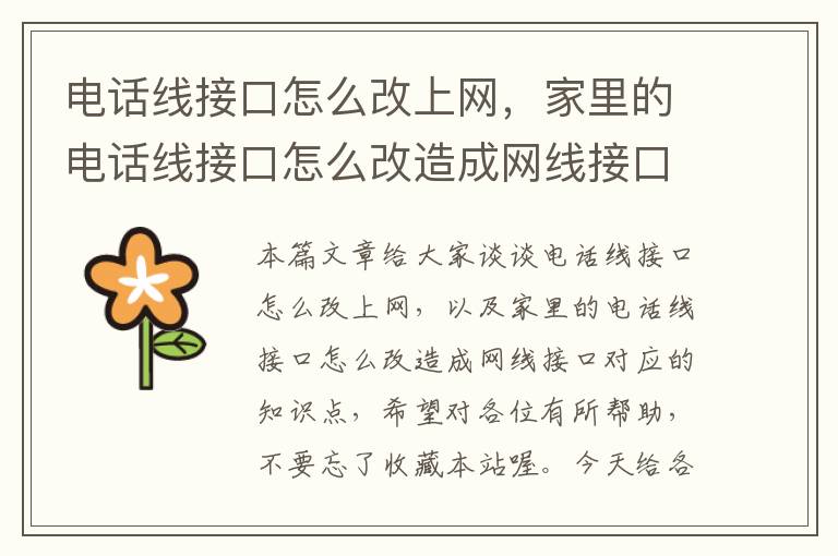 电话线接口怎么改上网,家里的电话线接口怎么改造成网线接口