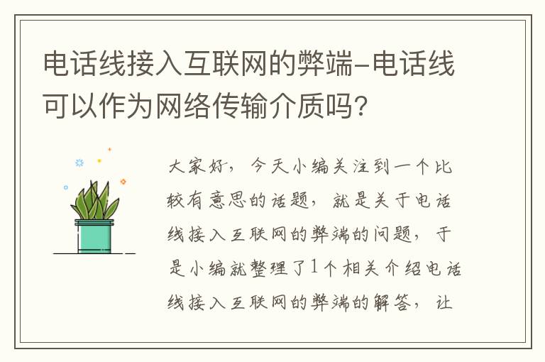 电话线接入互联网的弊端-电话线可以作为网络传输介质吗?