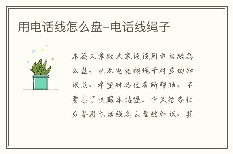 用电话线怎么盘-电话线绳子