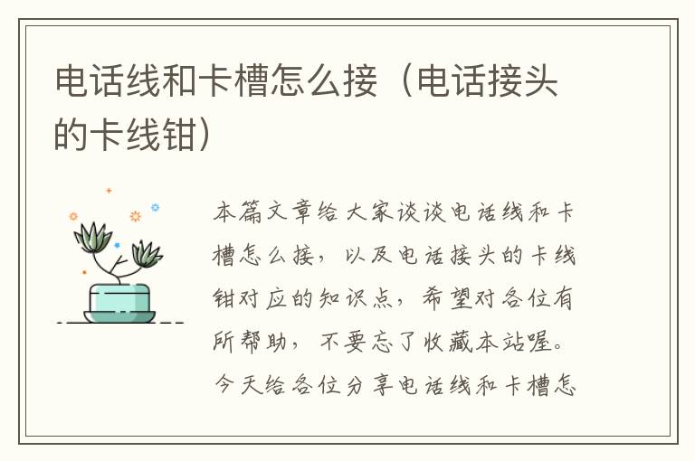 电话线和卡槽怎么接(电话接头的卡线钳)