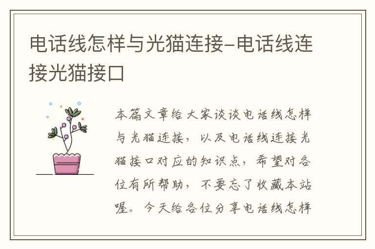 电话线怎样与光猫连接-电话线连接光猫接口