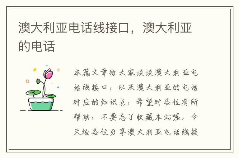 澳大利亚电话线接口,澳大利亚的电话