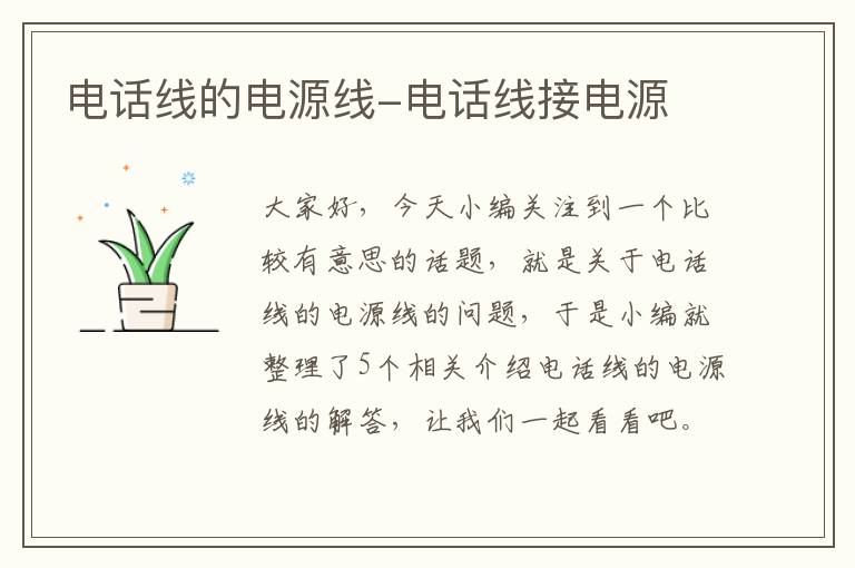 电话线的电源线-电话线接电源