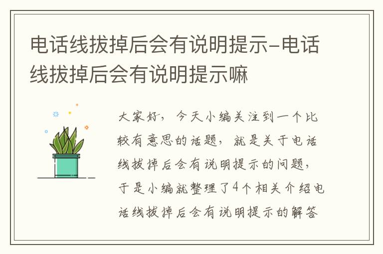 电话线拔掉后会有说明提示-电话线拔掉后会有说明提示嘛