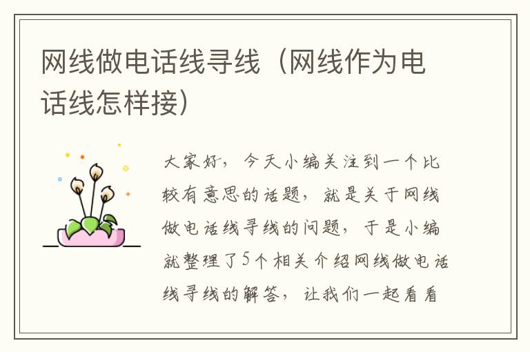 网线做电话线寻线(网线作为电话线怎样接)