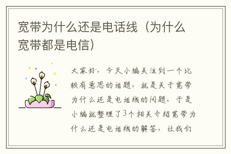 宽带为什么还是电话线(为什么宽带都是电信)