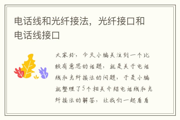 电话线和光纤接法,光纤接口和电话线接口