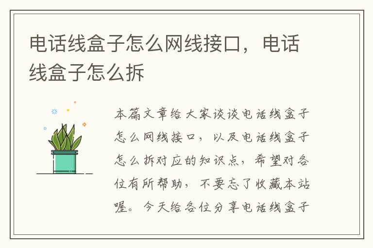 电话线盒子怎么网线接口,电话线盒子怎么拆