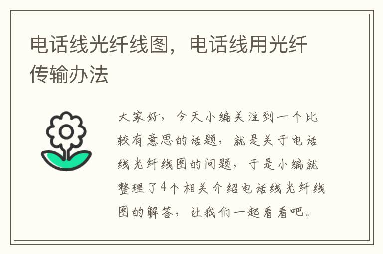电话线光纤线图,电话线用光纤传输办法