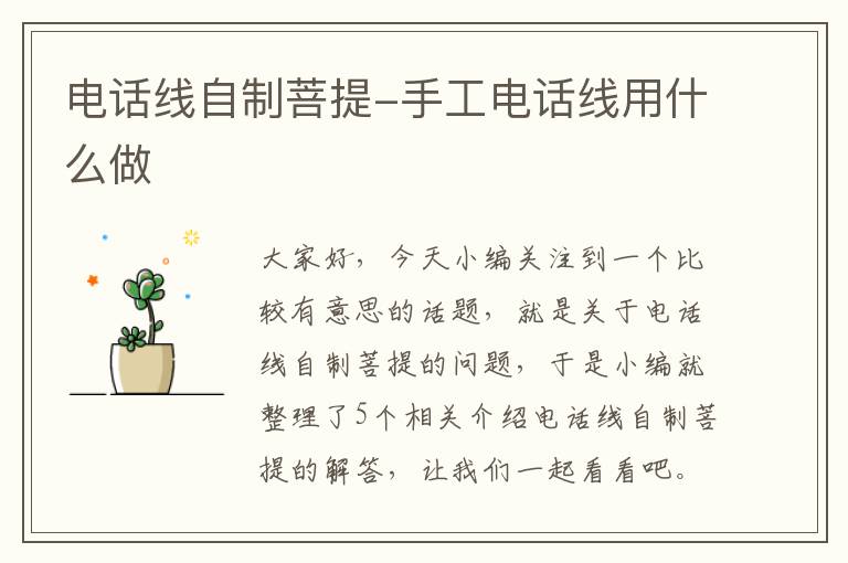电话线自制菩提-手工电话线用什么做
