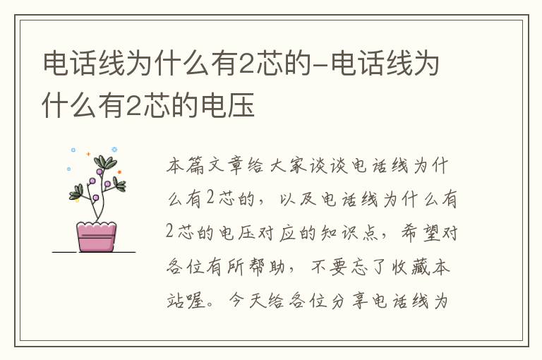 电话线为什么有2芯的-电话线为什么有2芯的电压