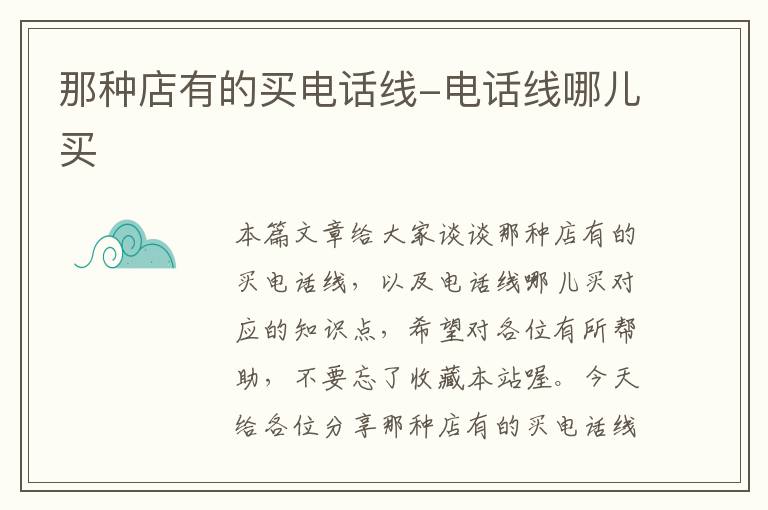 那种店有的买电话线-电话线哪儿买