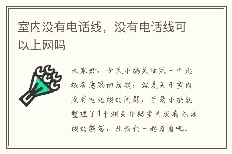 室内没有电话线,没有电话线可以上网吗