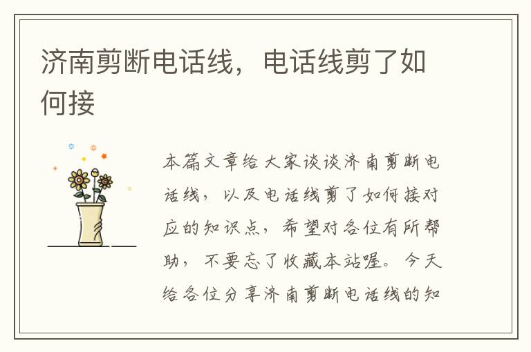 济南剪断电话线,电话线剪了如何接